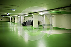 Parking garage in underground interior