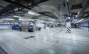 Parking garage, underground interior photo