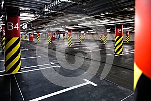 Parking garage underground interior