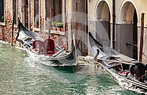Parking gondolas in Venice