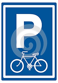 Parking lot, bicycle, road sign, vector icon