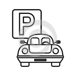 Parking Lot Outline Flat Icon on White