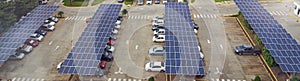 Parking lot with solar panel on roof