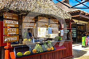 Parking lot stores shops restaurants ticket hut entrance Coba ruins