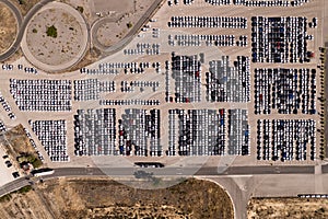 Parking lot with unsold cars