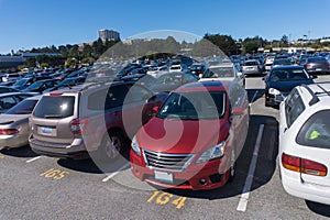 Parking lots with a lot of vehicles in San Francisco California USA