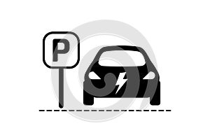 Parking place sign for electric vechicles, illustration on a white background