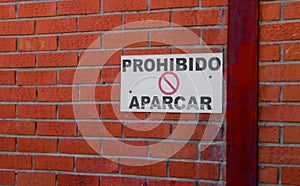 Parking prohibited sign in Madrid, Spain. photo