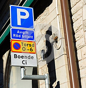 Parking provisions sign