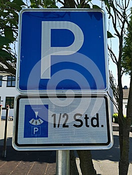 Parking Sign for 1 2 Half an Hour Parking with Park Meter