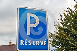 Parking sign closeup outdoor