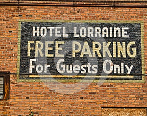 The Parking sign for the historic Hotel Lorraine in Toledo Oh