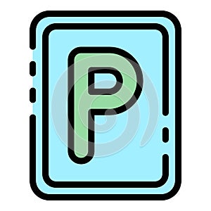 Parking sign icon color outline vector