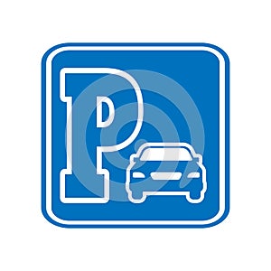 Parking sign. Icon indicating a safe place to stop. Vector illustration.