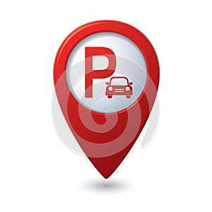 Parking sign on the map pointer