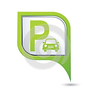 Parking sign on the map pointer