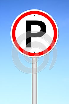 Parking sign over a sky