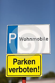 Parking signage for trailers and mobile homes