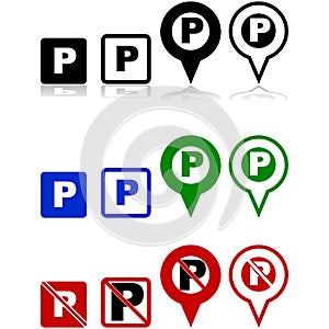 Parking signs and icons