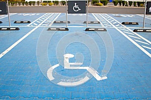 Parking space in the parking lot for the disabled