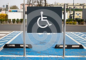 Parking space in the parking lot for the disabled