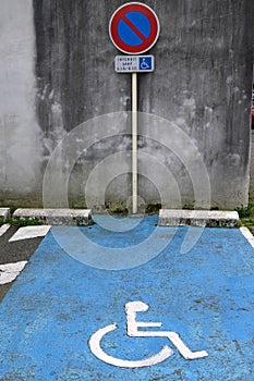 Parking space reserved for disabled people