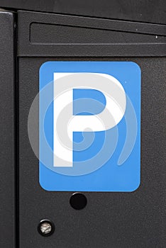 Parking symbol in the parking lot