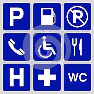 Parking symbols and signs collection