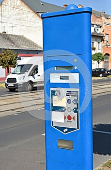 Parking ticket automat next to the street