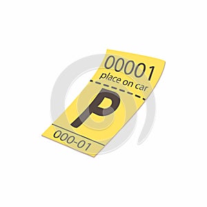 Parking ticket icon, cartoon style