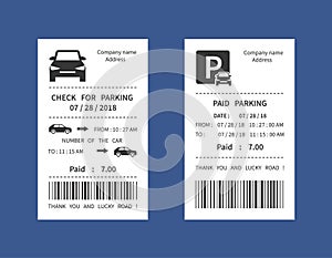 Parking ticket, money penalty receipt vector illustration isolated