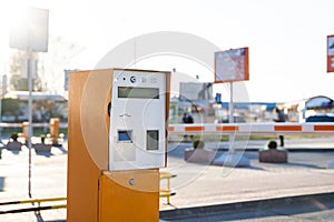 Parking tickets machine on a exit from a parking area.