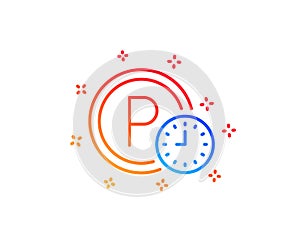 Parking time line icon. Car park clock sign. Vector