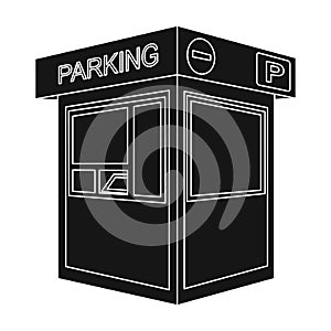 Parking toll booth icon in black style isolated on white background. Parking zone symbol stock vector illustration.