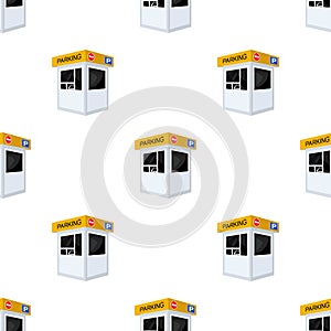 Parking toll booth icon in cartoon style isolated on white background.