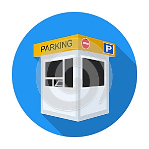 Parking toll booth icon in flat style isolated on white background. Parking zone symbol stock vector illustration.