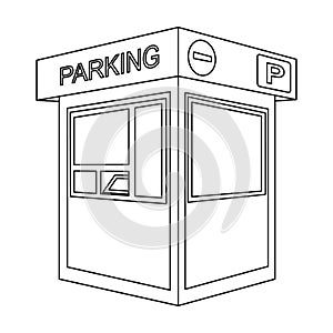 Parking toll booth icon in outline style isolated on white background. Parking zone symbol stock vector illustration.