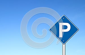 Parking traffic sign with blue sky