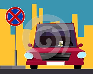 Parking violation ticket on the car windshield