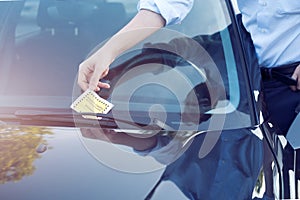 Parking violation ticket fine on windshield