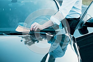 Parking violation ticket fine on windshield