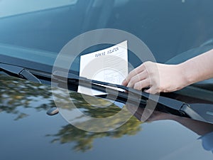 Parking violation ticket fine on windshield