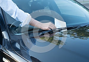 Parking violation ticket fine on windshield