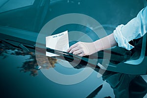 Parking violation ticket fine on windshield