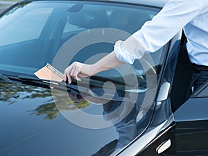 Parking violation ticket fine on windshield