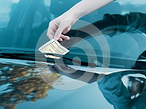 Parking violation ticket fine on windshield