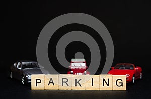 PARKING word written on wood blocks