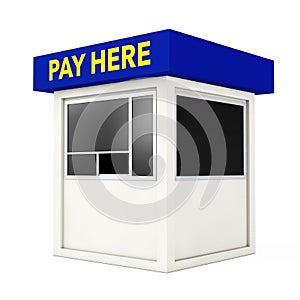 Parking Zone Booth with Pay Here Sign. 3d Rendering