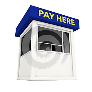 Parking Zone Booth with Pay Here Sign. 3d Rendering