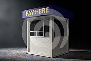 Parking Zone Booth with Pay Here Sign in the volumetric light. 3